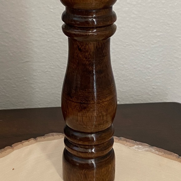 Vintage Wooden Pepper Mill Grinder Shaker Dark Brown High Gloss Hand Carved 7” - Picture 2 of 7